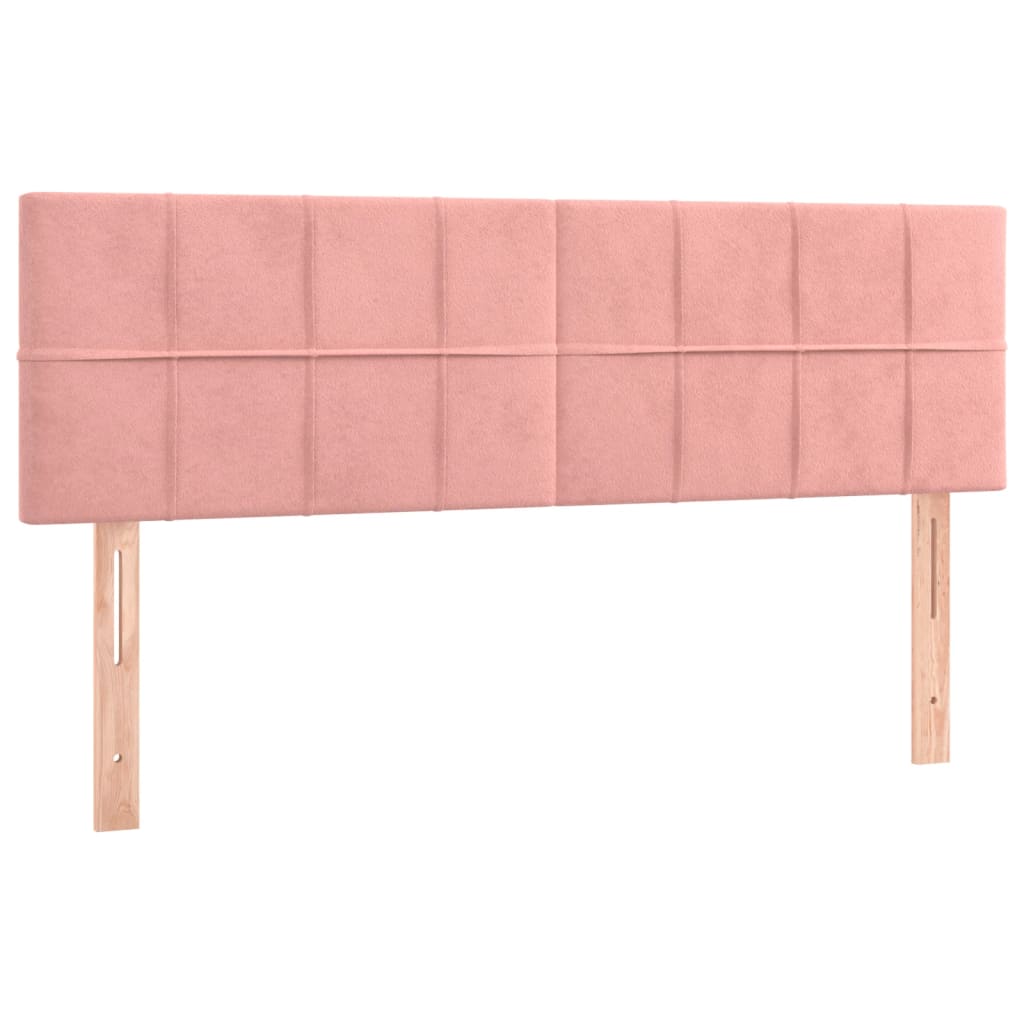 Boxspring Met Matras Fluweel Roze 140 x 190 cm Blok met vierkanten