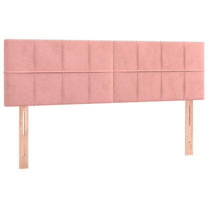 Boxspring Met Matras Fluweel Roze 140 x 190 cm Blok met vierkanten