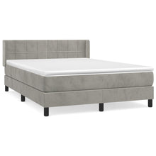 Boxspring Met Matras Fluweel Lichtgrijs 140 x 200 cm Blok met vierkanten