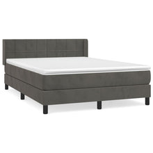 Boxspring Met Matras Fluweel Donkergrijs 140 x 200 cm Blok met vierkanten