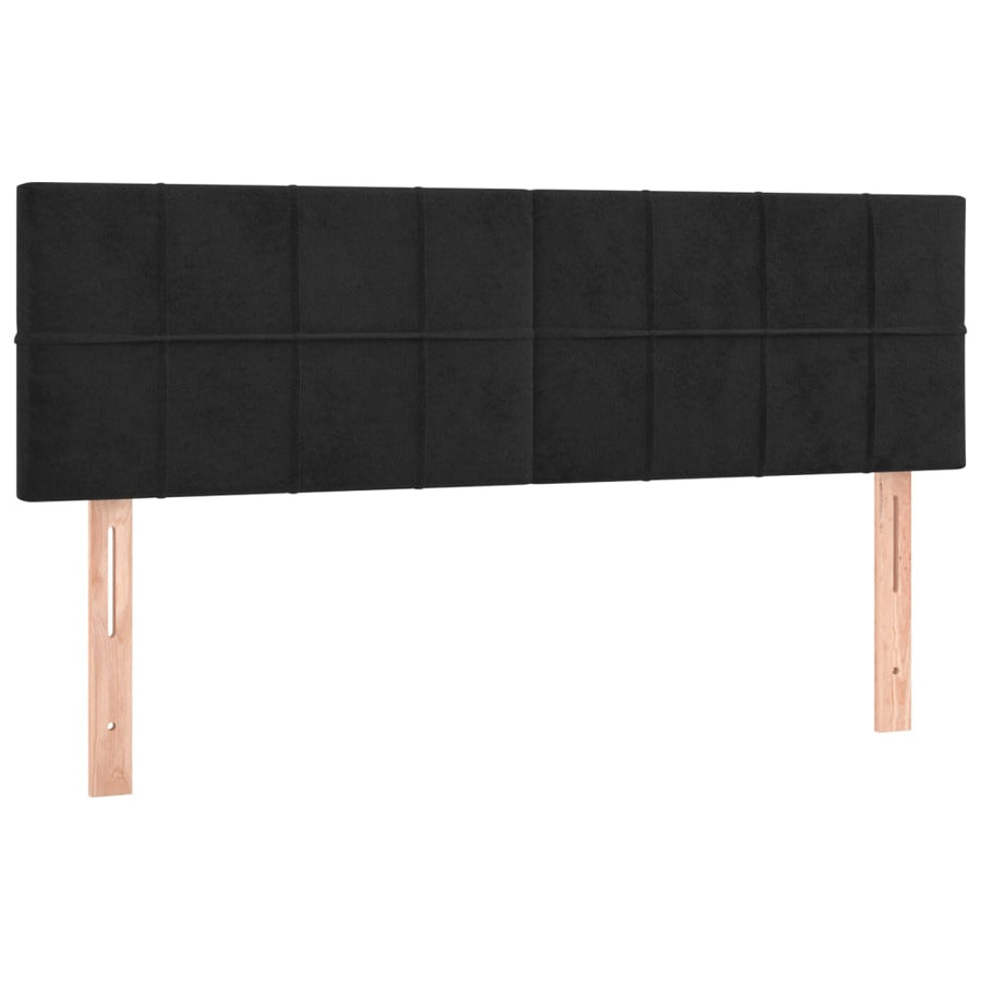 Boxspring met matras fluweel zwart 140x200 cm 140 x 200 cm Blok met vierkanten