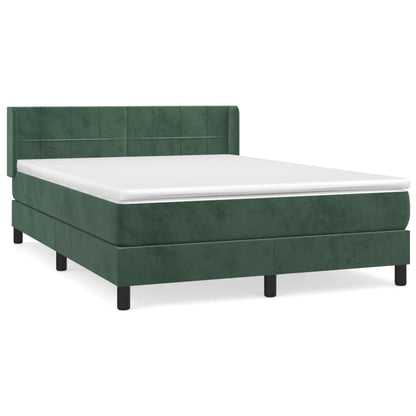 Boxspring Met Matras Fluweel Donkergroen 140 x 200 cm Blok met vierkanten