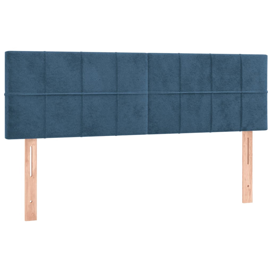 Boxspring Met Matras Fluweel Donkerblauw 140 x 200 cm Blok met vierkanten