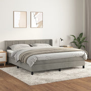 Boxspring met matras 160x200 cm lichtgrijs fluweel