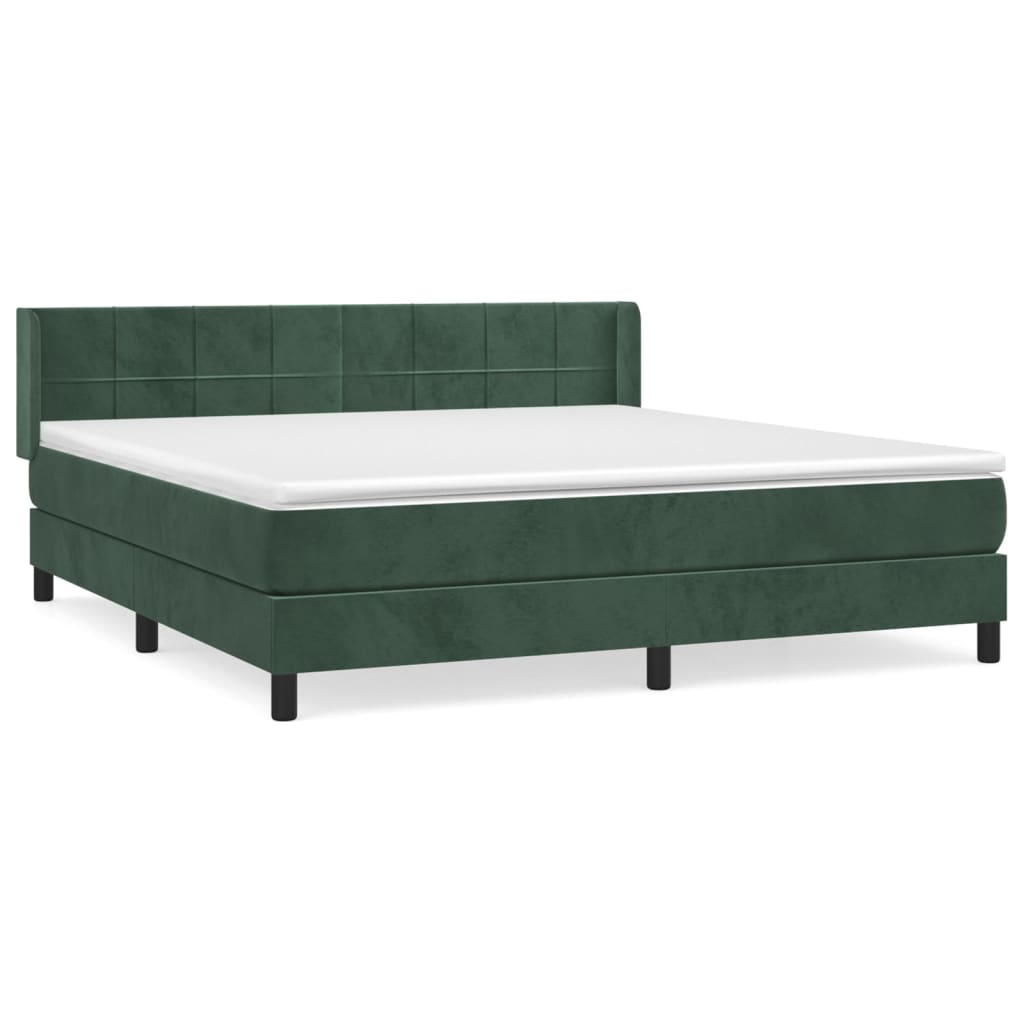 Boxspring Met Matras Fluweel Donkergroen 180 x 200 cm Blok met vierkanten