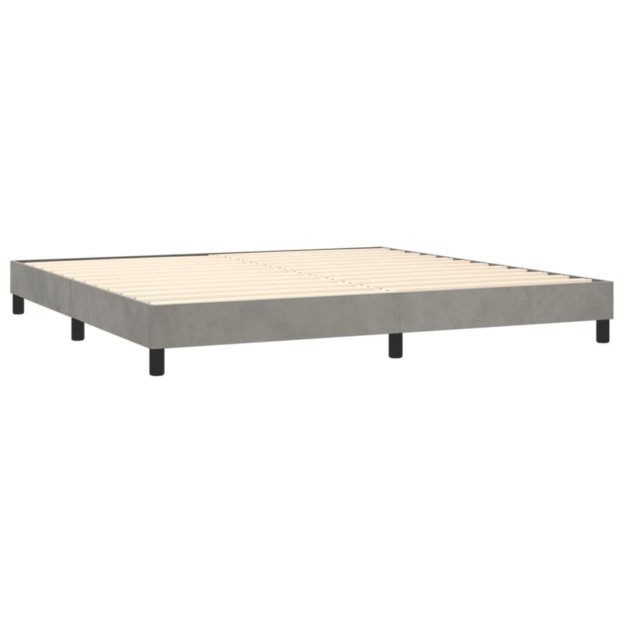 Boxspring Met Matras Fluweel Lichtgrijs 200 x 200 cm Blok met vierkanten