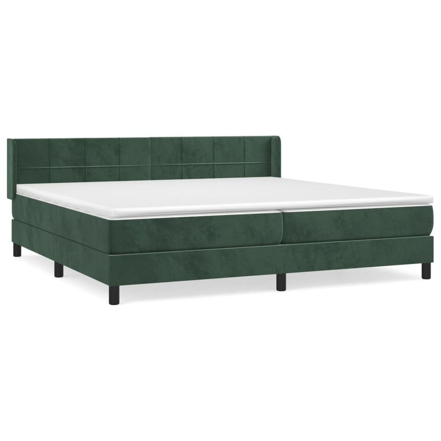 Boxspring Met Matras Fluweel Donkergroen 200 x 200 cm Blok met vierkanten