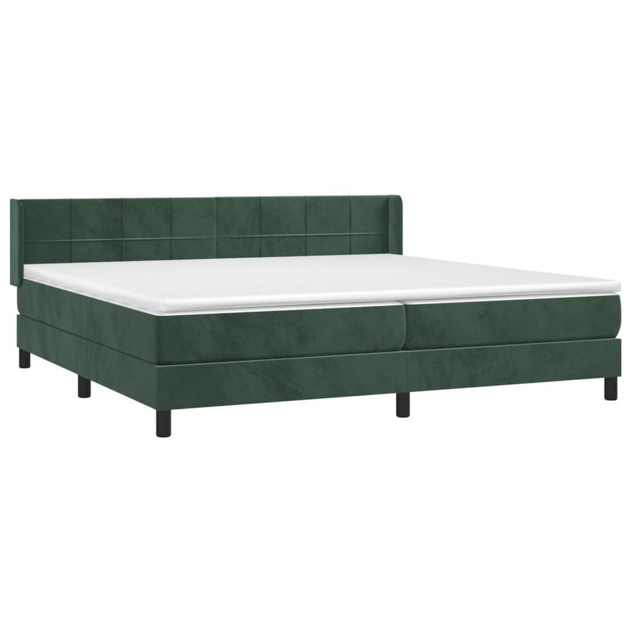 Boxspring Met Matras Fluweel Donkergroen 200 x 200 cm Blok met vierkanten