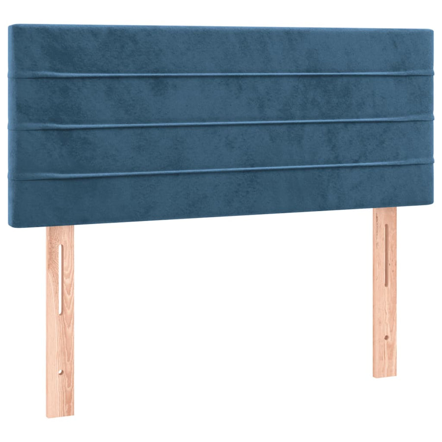 Boxspring Met Matras Fluweel Donkerblauw 80X200 Cm 80 x 200 cm Horizontale strepen