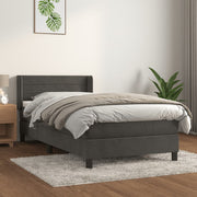 Boxspring met matras 90x190 cm donkergrijs fluweel