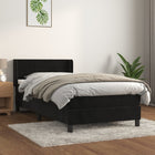 Boxspring met matras fluweel zwart 90x190 cm 90 x 190 cm Zwart