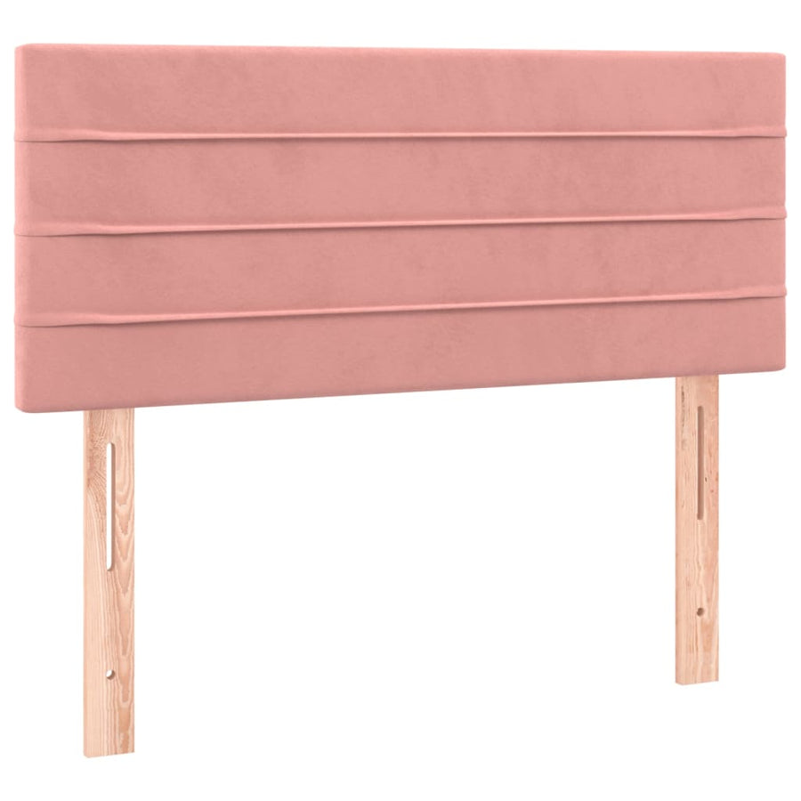 Boxspring Met Matras Fluweel Roze 90 x 190 cm Horizontale strepen