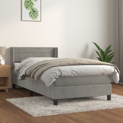 Boxspring met matras 90x200 cm lichtgrijs fluweel