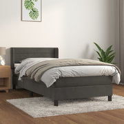 Boxspring met matras 90x200 cm donkergrijs fluweel