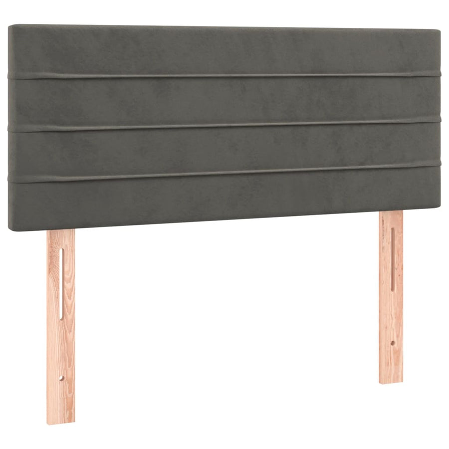 Boxspring Met Matras Fluweel Donkergrijs 100X200 Cm 100 x 200 cm Horizontale strepen