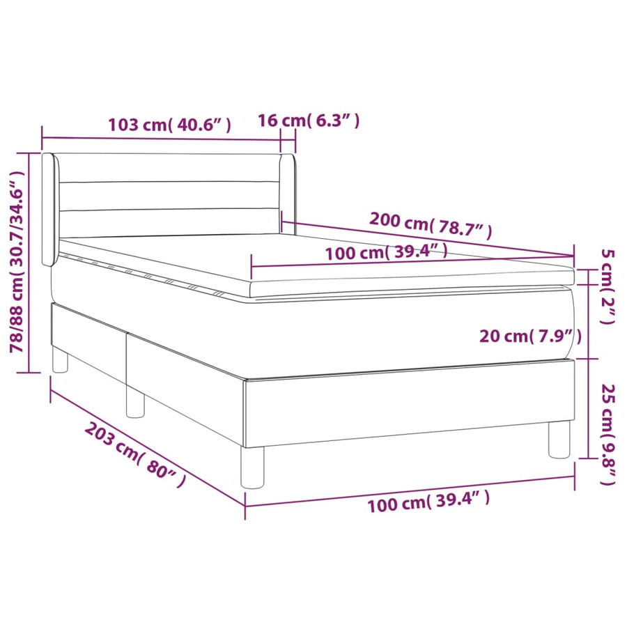 Boxspring Met Matras Fluweel Donkergroen 100X200 Cm 100 x 200 cm Horizontale strepen