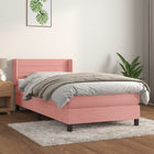 Boxspring Met Matras Fluweel Roze 100X200 Cm 100 x 200 cm Horizontale strepen