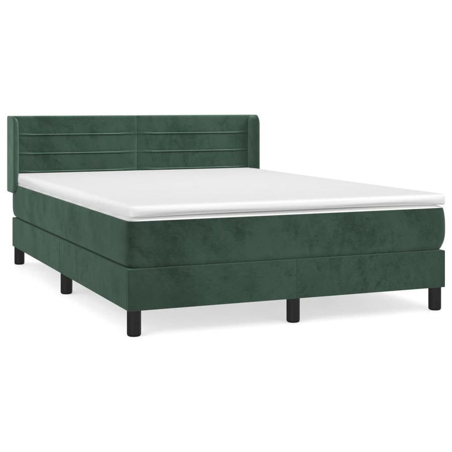 Boxspring Met Matras Fluweel Donkergroen 140 x 190 cm Horizontale strepen