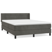 Boxspring Met Matras Fluweel Donkergrijs 140 x 200 cm Horizontale strepen