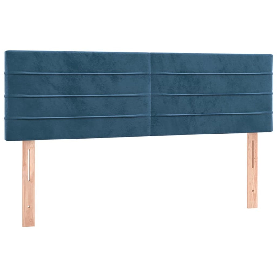 Boxspring Met Matras Fluweel Donkerblauw 140 x 200 cm Horizontale strepen