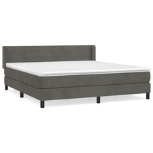 Boxspring Met Matras Fluweel Donkergrijs 160 x 200 cm Horizontale strepen