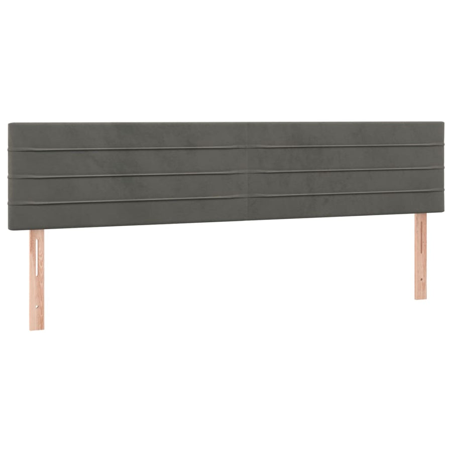 Boxspring Met Matras Fluweel Donkergrijs 160 x 200 cm Horizontale strepen