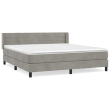Boxspring Met Matras Fluweel Lichtgrijs 180 x 200 cm Horizontale strepen