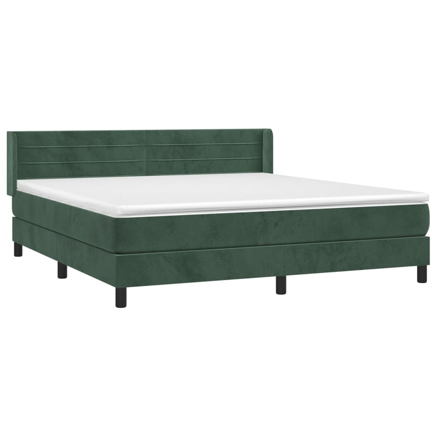 Boxspring Met Matras Fluweel Donkergroen 180X200 Cm Donkergroen 180 x 200 cm Horizontale strepen