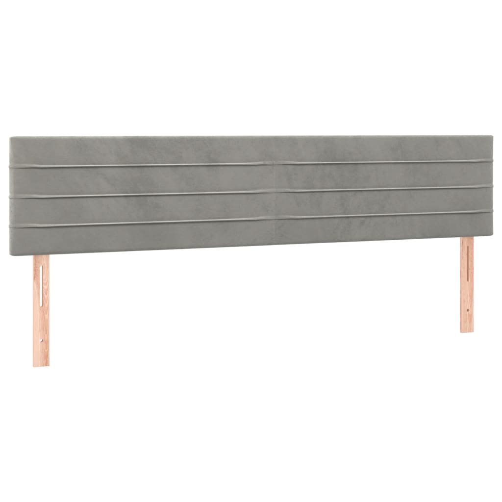Boxspring Met Matras Fluweel Lichtgrijs 200 x 200 cm Horizontale strepen