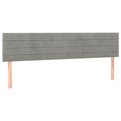 Boxspring Met Matras Fluweel Lichtgrijs 200 x 200 cm Horizontale strepen