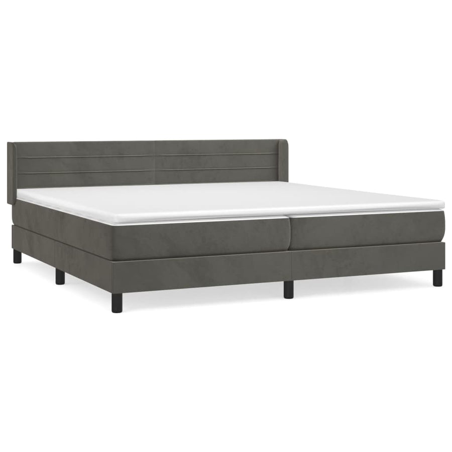 Boxspring Met Matras Fluweel Donkergrijs 200 x 200 cm Horizontale strepen