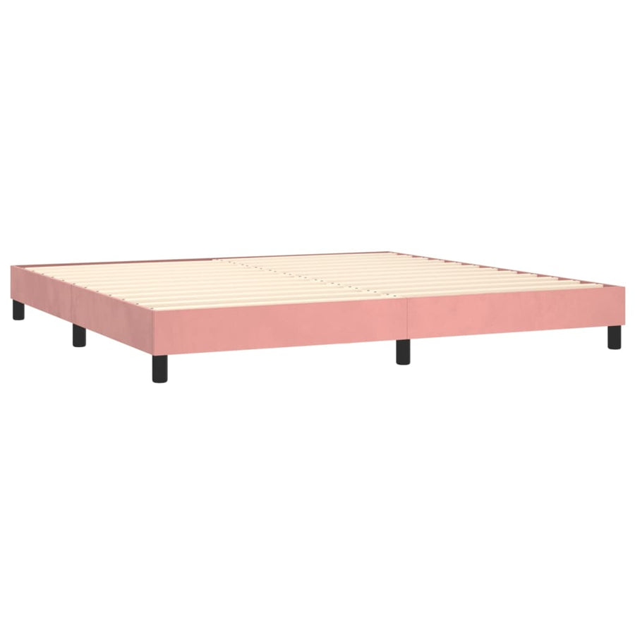 Boxspring Met Matras Fluweel Roze 200 x 200 cm Horizontale strepen