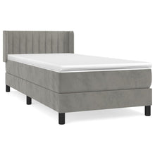 Boxspring Met Matras Fluweel Lichtgrijs 80 x 200 cm Verticale strepen