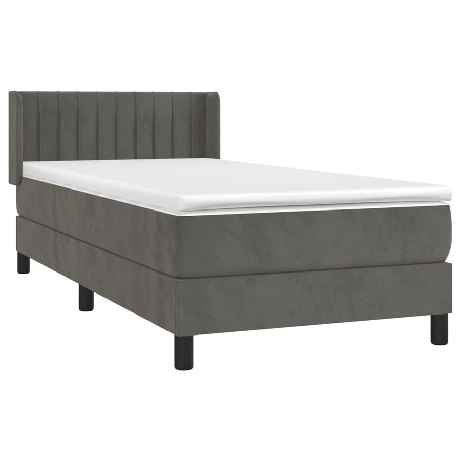 Boxspring Met Matras Fluweel Donkergrijs 80 x 200 cm Verticale strepen