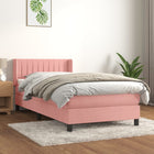 Boxspring Met Matras Fluweel Roze 80 x 200 cm Verticale strepen