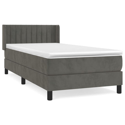 Boxspring Met Matras Fluweel Donkergrijs 90 x 200 cm Verticale strepen