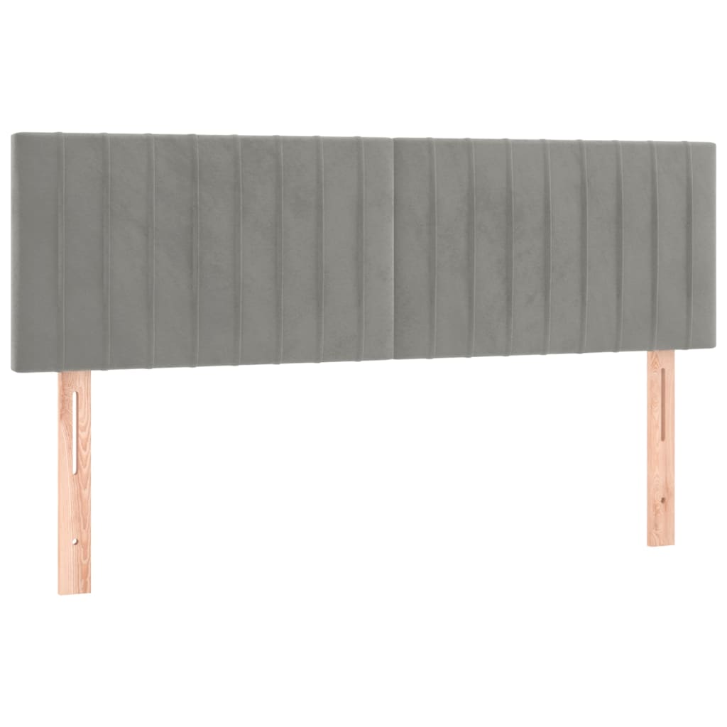 Boxspring Met Matras Fluweel Lichtgrijs 140 x 190 cm Verticale strepen