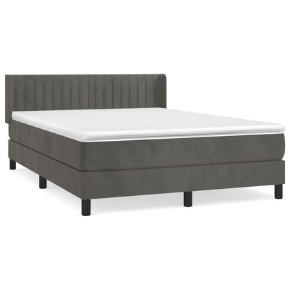 Boxspring Met Matras Fluweel Donkergrijs 140 x 200 cm Verticale strepen