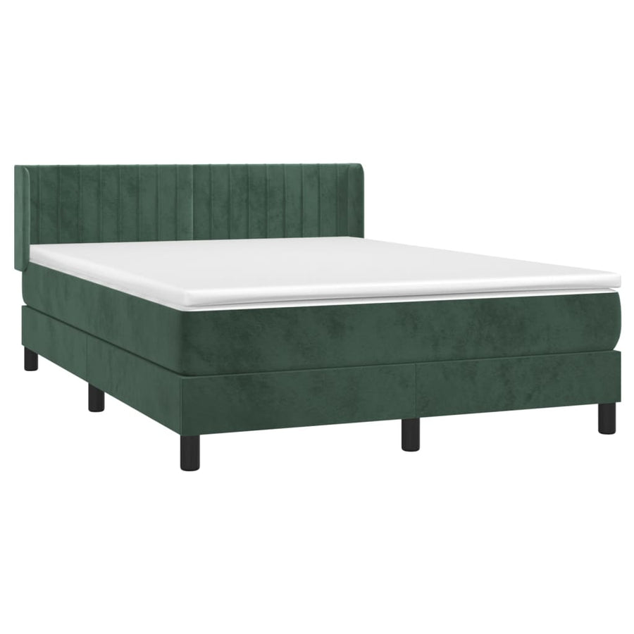 Boxspring Met Matras Fluweel Donkergroen 140 x 200 cm Verticale strepen