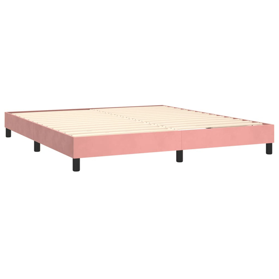 Boxspring Met Matras Fluweel Roze 160 x 200 cm Verticale strepen