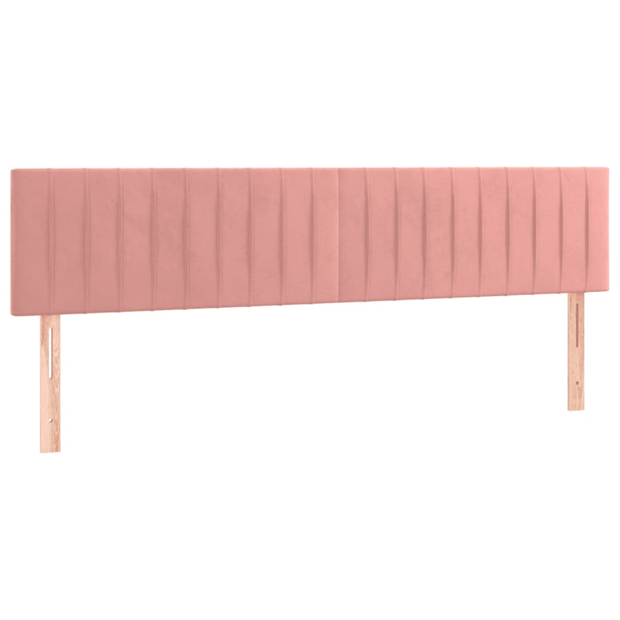 Boxspring Met Matras Fluweel Roze 160 x 200 cm Verticale strepen