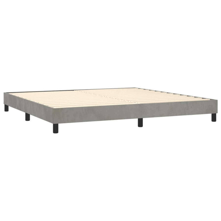 Boxspring Met Matras Fluweel Lichtgrijs 200 x 200 cm Verticale strepen
