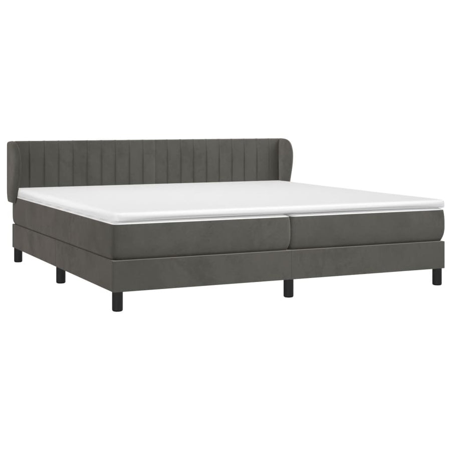Boxspring Met Matras Fluweel Donkergrijs 200 x 200 cm Verticale strepen