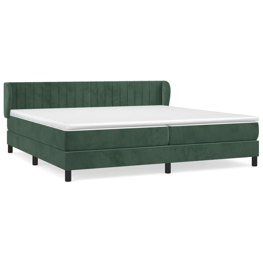 Boxspring Met Matras Fluweel Donkergroen 200 x 200 cm Verticale strepen