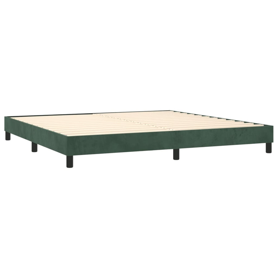 Boxspring Met Matras Fluweel Donkergroen 200 x 200 cm Verticale strepen