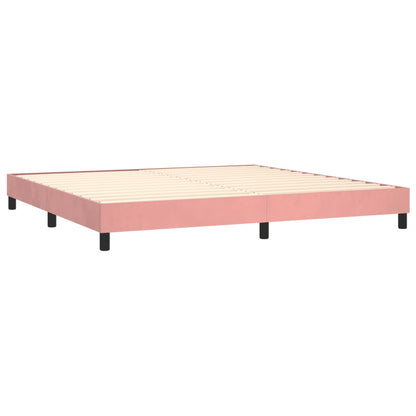 Boxspring Met Matras Fluweel Roze 200 x 200 cm Verticale strepen