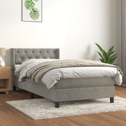 Boxspring met matras 80x200 cm lichtgrijs fluweel