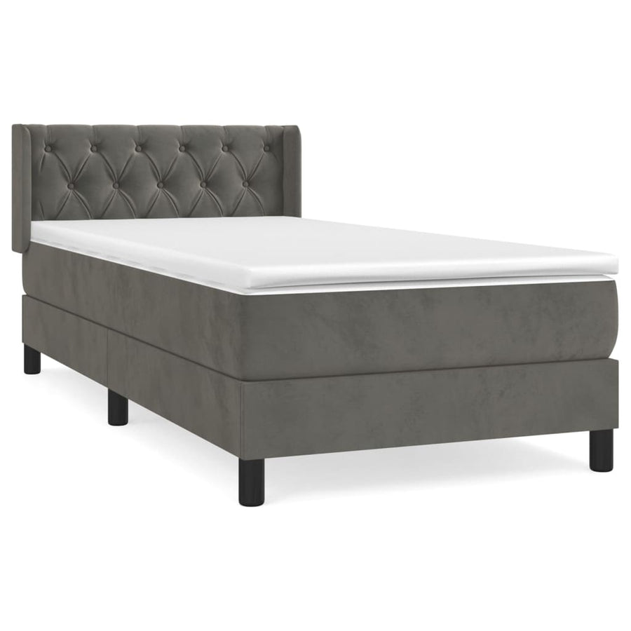 Boxspring Met Matras Fluweel Donkergrijs 80 x 200 cm Getuft ontwerp