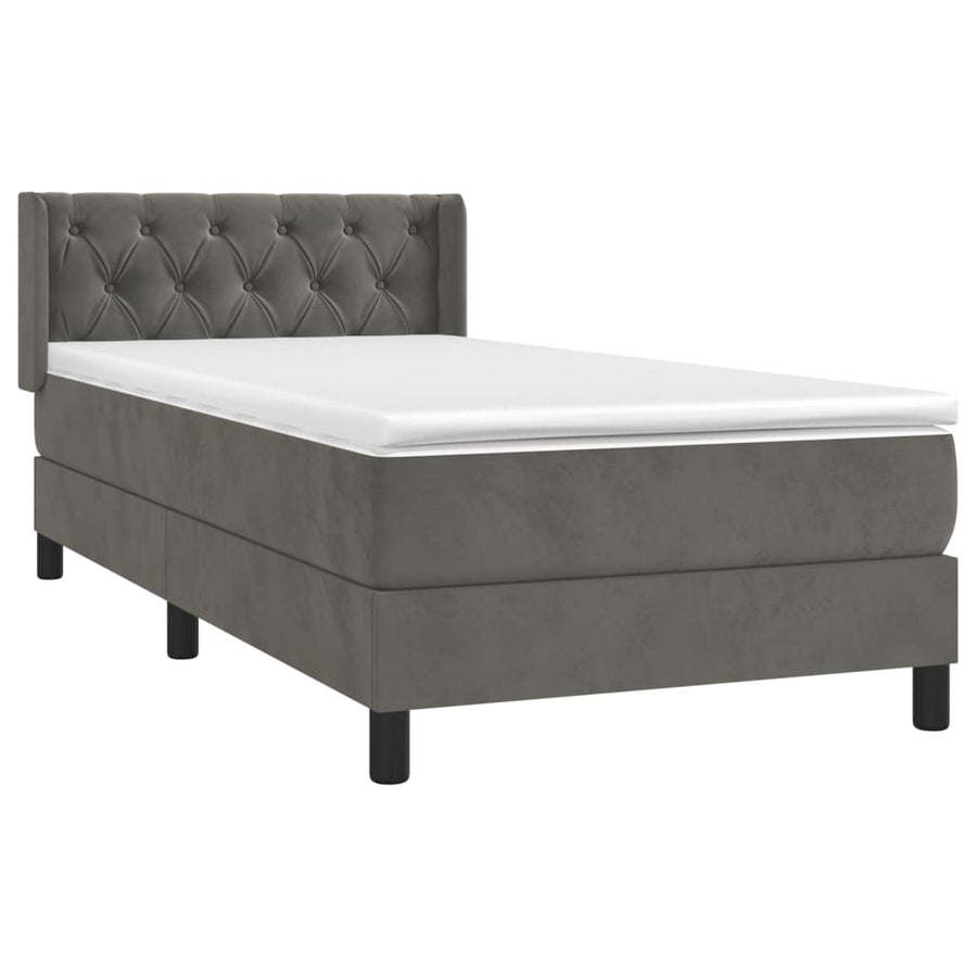 Boxspring Met Matras Fluweel Donkergrijs 80 x 200 cm Getuft ontwerp