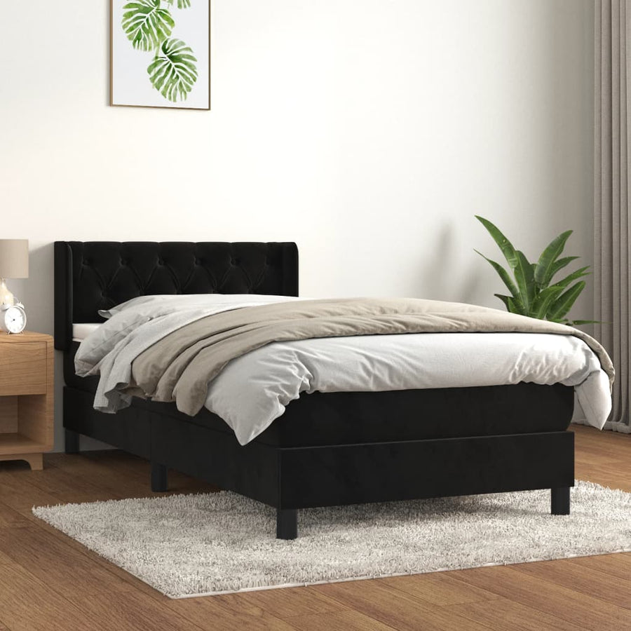 Boxspring met matras fluweel zwart 80x200 cm 80 x 200 cm Getuft ontwerp